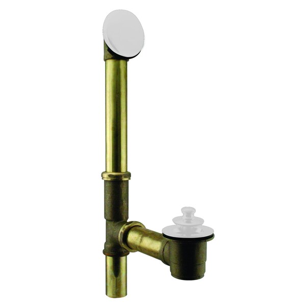 Westbrass Twist & Close Bath Waste, Hidden Overflow -14" Make-Up, 17 Ga. in Powdercoated White D321H-50 (79417H-50) - main
